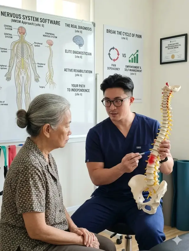 Dr. Ben listening to an older patient during a consultation