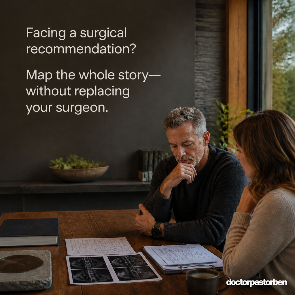 A couple mapping their whole health story alongside an existing surgical recommendation