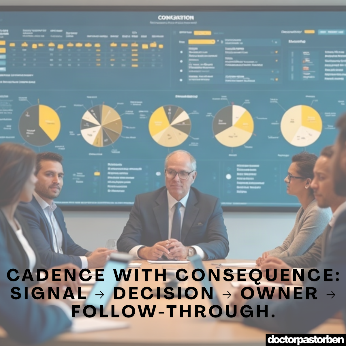 Healthcare leaders reviewing governance dashboards and decision accountability